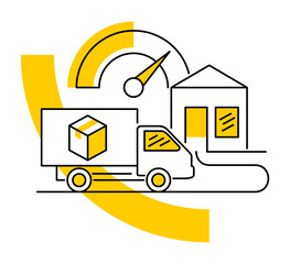 Express Delivery Process - vector concept in thin line
