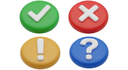 Isolated choice buttons illustration set validation mark error question information sign