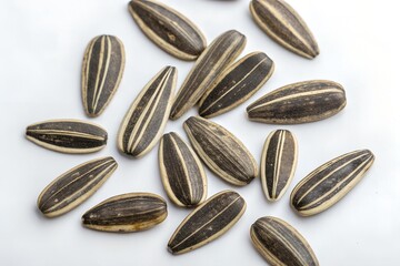sunflower seeds spreads on a white table