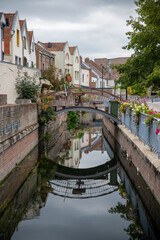 old houses in Amiens in france at the waterfront
