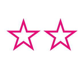Star Shape Outline Set Pink Stroke Star Shape Symbol Vector Illustration