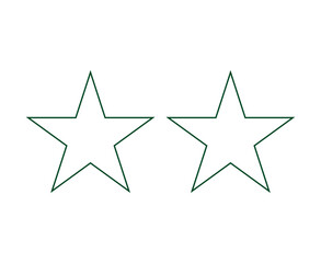 Star Shape Set Outline Stroke Green Symbol Vector Illustration