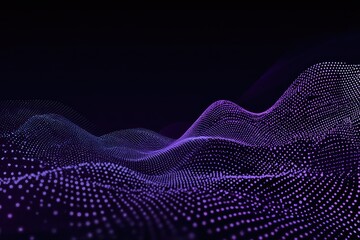 Abstract wave form, digital data visualization with dots & dark colors