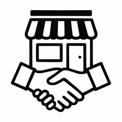 Small Business Collaboration Graphic – Shop and Agreement Illustration