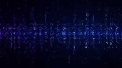 Abstract Dark Blue Digital Matrix Background with Glowing Pixels and Data Stream Effect