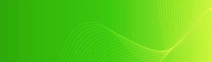 Green gradient abstract creative background with wavy lines. Vector fresh long banner backdrop