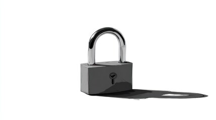 Naklejka premium Gray metal padlock on white background
