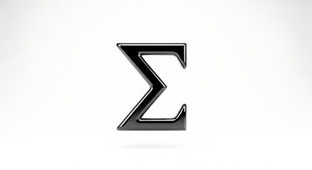 Sigma symbol representing summation floating in a white space, symbolizing mathematical operations and abstract concepts with a clean and modern aesthetic.
