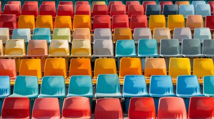 Ascending tiered seating in a football stadium