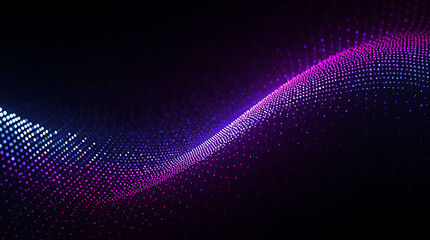 Abstract flowing data stream with vibrant purple and blue color spectrum over dark background