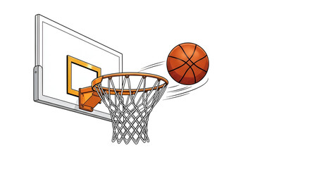 Basketball ball going through the net