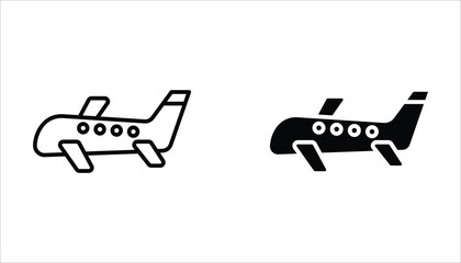 Plane icon set, flat illustration of vector icon on white background. 