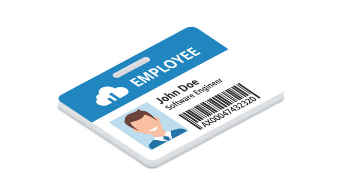Employee Identification Card with Photo and Barcode.