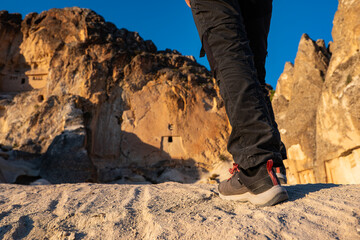 Trekking scene in Cappadocia at sunset