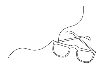 Sunglasses icon continuous one line drawing minimalist style isolate outline vector illustration
