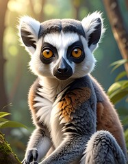 Fototapeta premium Close-up portrait of a lemur
