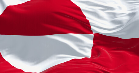 Waving Greenland National Flag Erfalasorput with Red and White Design