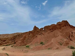 Rock formations in Skazka canyon, Kyrgyzstan