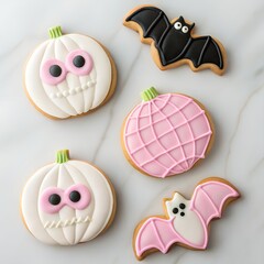 Halloween Cookies Pumpkin and Bat Shaped Treats