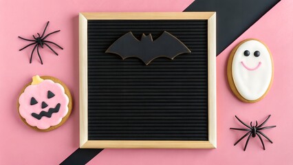 Halloween Decorations with Cookies, Bats and spiders