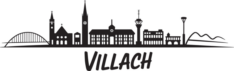 Villach skyline silhouette Austria horizontal banner city view modern landmarks urban landscape