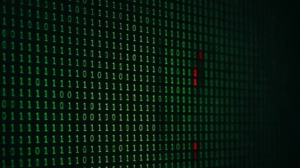 Abstract digital background featuring binary code in green and red hues, symbolizing data processing and technology advancement. - Powered by Adobe
