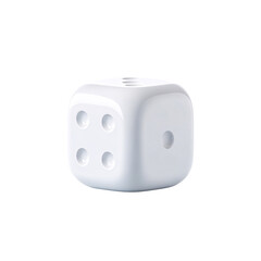 Isolated white dice icon on a transparent background for board games and dice enthusiasts