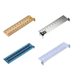 Four different rulers are shown, each with distinct designs and materials.