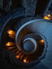 Fototapeta premium Spiral staircase inside a church leading upwards like a stairway to heaven