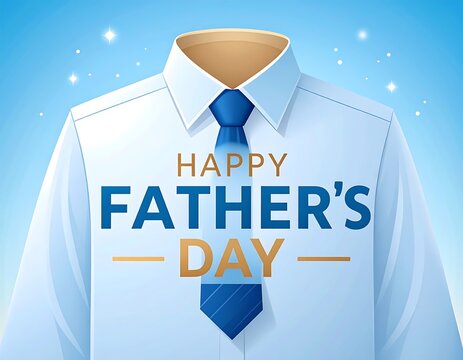 A Father’s Day greeting card design featuring a shirt collar and tie illustration with bold typography Happy Father’s Day. Perfect for formal and stylish holiday greetings