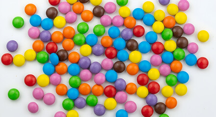 Obraz premium Pile of Colorful Candy Coated Chocolates on White sweets
