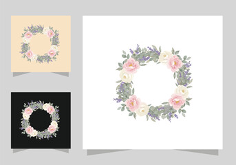 Flowers frame design, Round ring color stain, flower stains logo isolated vector design.