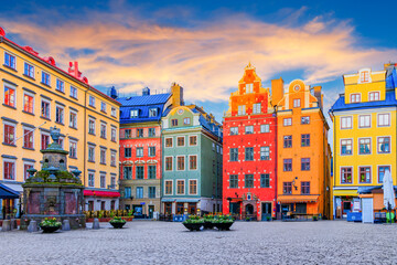 Stockholm, Sweden. Stortorget square in Gamla Stan, the old town. Scandinavia.