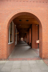 Brick archway corridor with perspective view