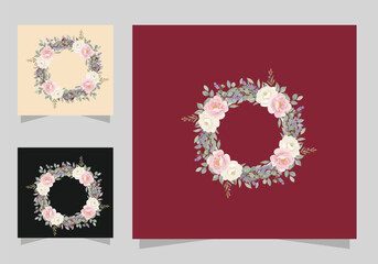 Flowers frame design, Round ring color stain, flower stains logo isolated vector design.