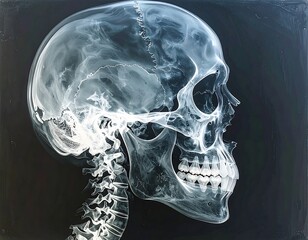 X-ray of a skull and neck