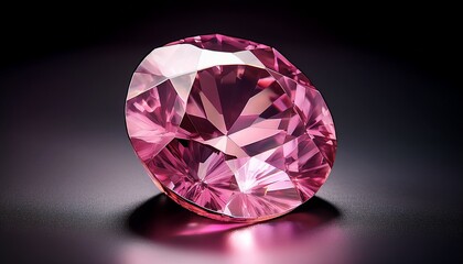 studio shot of a sparkling pink sapphire with intricate cuts