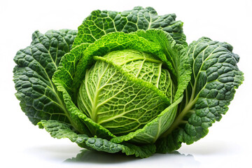 Cabbage&rsquo;s Beauty: A vibrant image shows the intricate beauty of a fresh head of cabbage. Showcasing the intricate texture, vibrant green hues, and healthy essence of nature's bounty.