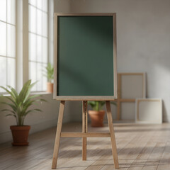 Empty Green Chalkboard Easel