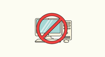Computer restriction symbol indicating prohibition against digital activity or malware