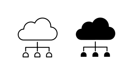 Minimalist Cloud Network Icons with Outline and Solid Fill