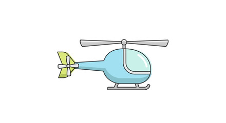 Whimsical pastel blue cartoon helicopter against a plain white backdrop creating a sense of