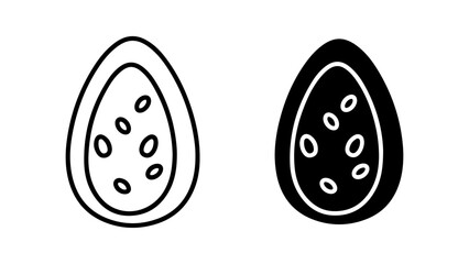 Minimalist Abstract Egg Shape Icons with Seed Details, Line and Solid