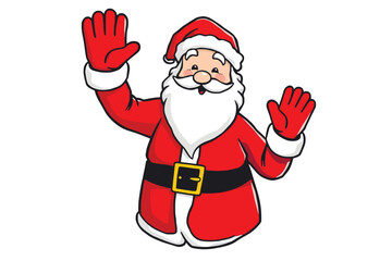  Santa waving hand with gloves cheerful christmas holiday design