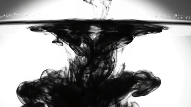 Macro Ink Swirls Under Direct Light