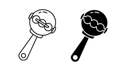 Minimalist Baby Rattle Illustrations, Line and Filled Icon Styles