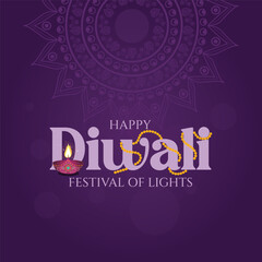 Happy Diwali Indian festival of lights featuring traditional diya on festive holiday background, perfect for greeting cards, celebration banners, and abstract vector illustration design.