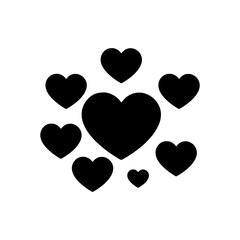 Heart with small hearts inside silhouette minimal romantic love concept vector clean design with white background
