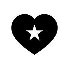 Heart with star inside silhouette simple love and hope concept vector minimal design with white background