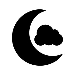 Moon with cloud silhouette simple night weather symbol vector clean design with white background